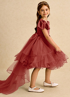 Azazie Cocoa vestidos de niña de las flores Vestido de Terracota de Tul de Princesa con Plisado image1