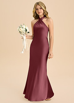 Azazie Chickie Junior Etui Plissee Stretch-Satin Kleid Wüstenrose image4