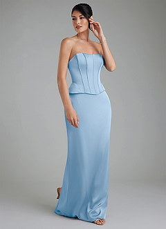Azazie River Robes de demoiselle d'honneur Robe Fourreau Convertible en Satin extensible Corset Poudre Bleue image5