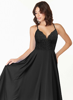 Azazie Sonya Bridesmaid Dresses A-Line V-Neck Lace Lace Floor-Length Dress image6