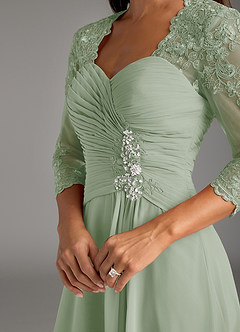 Azazie Devereaux Mother of the Bride Dresses Dusty Sage A-Line Lace Chiffon Dress image5