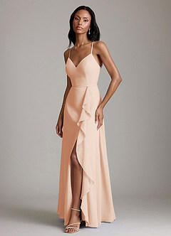 Azazie Naeem Bridesmaid Dresses English Rose A-Line V-Neck Ruffle Chiffon Dress image5