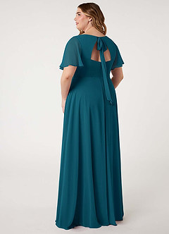 Azazie Kimber Bridesmaid Dresses Ink Blue A-Line Flounce Sleeve Chiffon Dress image12