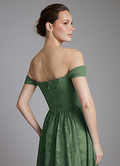Azazie Raisa Bridesmaid Dresses Eucalyptus A-Line Off the Shoulder Floral Burnout Dress image8