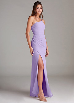 Azazie Eren Brautjungfernkleider Etui One-Shoulder Chiffon Kleid Flieder image4