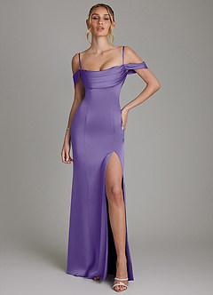 Azazie Nira Bridesmaid Dresses Tahiti Mermaid Corset Stretch Satin Dress image4