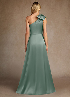 Azazie Easton Mère de la mariée Robes Robe Trapèze en Satin extensible Une épaule Sauge D'argent image3