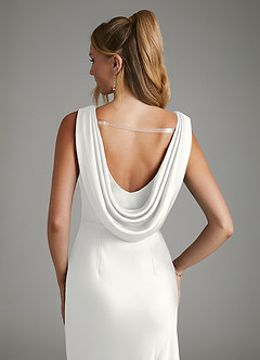 Azazie Elena Bridesmaid Dresses White Mermaid Pleated Stretch Satin Dress image6