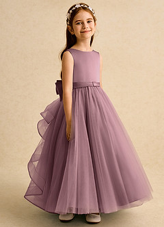 Azazie Lior Flower Girl Dresses Vintage Mauve Ball-Gown Pleated Tulle Dress image3