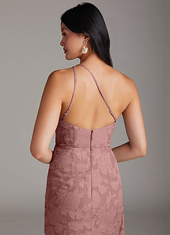 Azazie Mika Jurken voor bruidsmeisjes Jurk van Bloemen Burn-out met Kolom One-Shoulder Stoffige Roos image6
