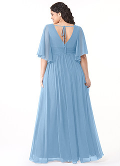 Azazie Temeka Bridesmaid Dresses Powder Blue A-Line Ruched Chiffon Dress image8