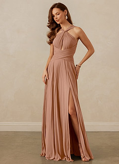 Christian Siriano Bridal for Azazie 1009 Robes de demoiselle d'honneur Robe Trapèze en Mousseline de soie Plissée Champagne Rosé image8