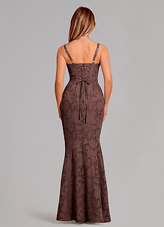 Azazie Aubrey Vestidos de damas de honor Vestido de Expresado de Devorado Floral de Corte Sirena con Lazo image5