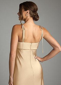 Azazie Ellia Brudtärnklänningar Klä av Tubklänning i Stretch Satin Rosett Champagne image6