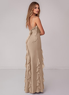Azazie Malia Bridesmaid Dresses Taupe Sheath Ruched Chiffon Dress image5