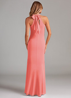 Azazie Doretta Bridesmaid Dresses Coral Mermaid Pleated Chiffon Dress image2