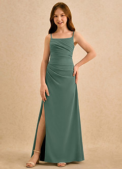 Azazie Cannoli Girls Formal Flower Girl Dresses Sea Moss A-Line Pleated Chiffon Dress image5
