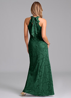 Azazie Doretta Bridesmaid Dresses Dark Green Mermaid Pleated Floral Burnout Dress image6
