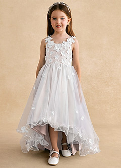 Azazie Celia Blumenmädchenkleider A-Linie Spitze Tüll Kleid Blassrosa image7