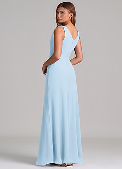 Azazie Nerine Bridesmaid Dresses Sky Blue A-Line Pleated Chiffon Dress image2