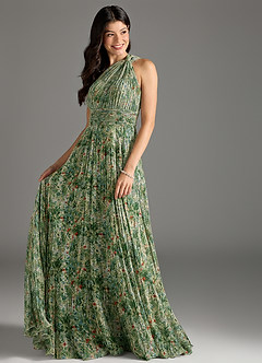 Azazie Charlize Bridesmaid Dresses Meadow Bloom A-Line One Shoulder Chiffon Dress image3