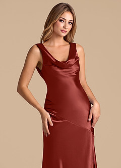 Azazie Rylina 신부 들러리 드레스 인어 메탈릭 새틴 바닥 길이 드레스 image7