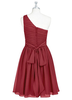 Azazie Katrina Jurken voor bruidsmeisjes Jurk van Chiffon met A-Lijn One-Shoulder Granaatappel image7