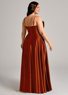 Azazie Elle Bridesmaid Dresses Auburn A-Line with Pockets Metallic Satin Dress image11