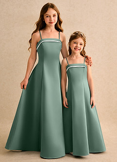 Azazie Izel Girls Formal Flower Girl Klänningar Klä A-Line i Matt satäng Plisserad image2