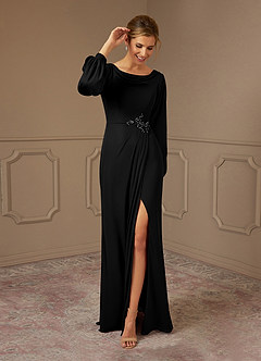 Azazie Satasha Vente finale Robe Trapèze en Maille Col bénitier Dentelle Champagne image1