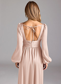Azazie Norah Robes de demoiselle d'honneur Robe Trapèze en Satin extensible Rose Pâle image6