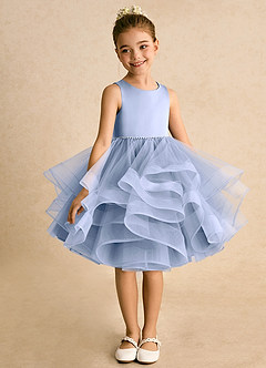 Azazie Tinie Flower Girl Dresses Ice Ball-Gown Bow Tulle Dress image3