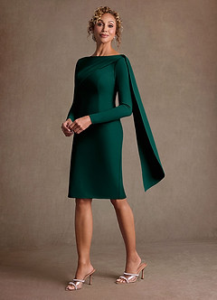 Azazie Merian Suknie dla Matki Panny Młodej Kolumna Pofałdowany Rozciągliwy Krep Długość do kolan Sukienka image1