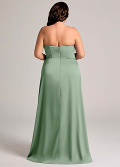 Azazie Wren Bridesmaid Dresses Matcha A-Line Strapless Stretch Satin Convertible Dress image9