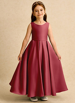 Azazie Mapel vestidos de niña de las flores Vestido de Granada de Satin Mate de Princesa con Plisado image6
