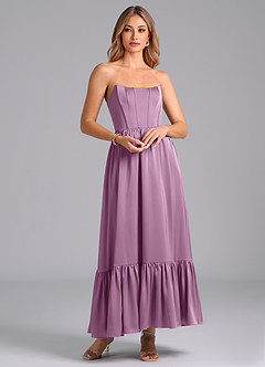 Azazie Leilana Bridesmaid Dresses Wisteria A-Line Corset Stretch Satin Dress image1