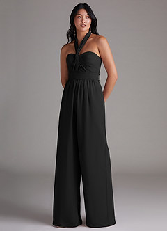 Azazie Lamara Brautjungfernkleider Wandelbar Schulterfrei Chiffon Overall/Jumpsuit Schwarz image8