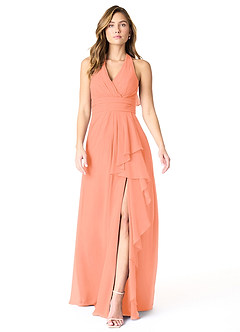 Azazie Aviv Bridesmaid Dresses Sunset A-Line Pleated Chiffon Dress image1