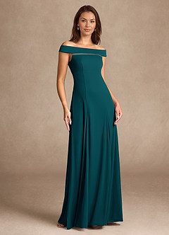 Azazie Ewa Mother of the Bride Dresses Pine A-Line Off the Shoulder Mesh Dress image7