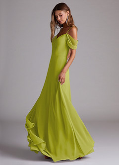 Azazie Marley Bridesmaid Dresses Lemongrass A-Line Off the Shoulder Chiffon Convertible Dress image3