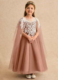 Azazie Dandelion Flower Girl Dresses Bronzer Ball-Gown Lace Dress image7