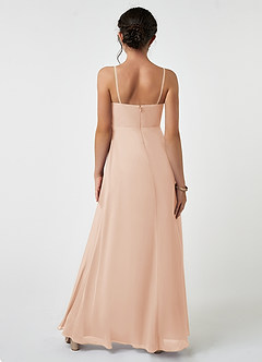 Azazie Collette Junior A-Linie Gestreift Chiffon Kleid Englisches Rosa image2