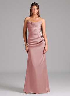 Azazie Lucille Bridesmaid Dresses Dusty Rose Mermaid Strapless Stretch Satin Convertible Dress image1