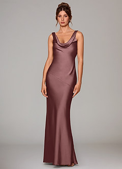Azazie Rylina Bridesmaid Dresses Vintage Mauve Mermaid Stretch Satin Dress image1