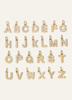 front 14K Gold Plated Letter Charm Necklace