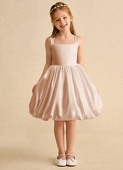 Azazie Nirvana Blumenmädchenkleider Ballkleid Gestreift Matte Satin Kleid Englisches Rosa image2