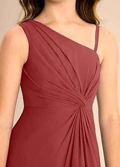 Azazie Brooke Junior Rust A-Line Side Slit Chiffon Dress image7