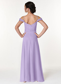 Azazie Alivia Junior Lilac A-Line Off the Shoulder Chiffon Dress image2