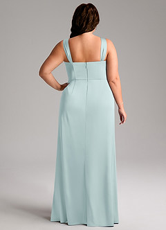 Azazie Denice Robes de demoiselle d'honneur Robe Fourreau en Satin extensible Plissée Brume image11