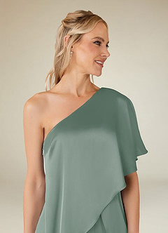 Azazie Hagretta Moeder van de bruid jurken Broekpak Jurk van Stretch Satijn Zilveren Salie image6